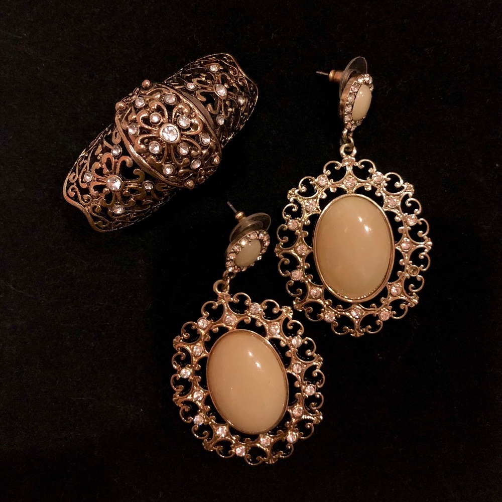 Victorian Inspired Earrings and Joint Knuckle Ring
